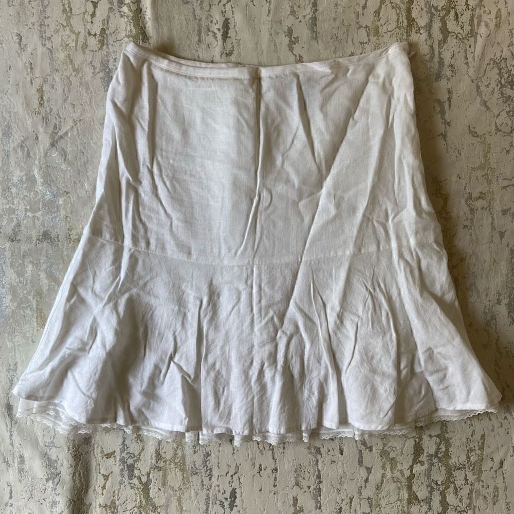 White Linen Ruffle tennis Skirt Y2K - Picture 8 of 11